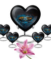 Heart-shaped 10-inch aluminium Ring Urn, cremation urns for women, includes velvet pouch