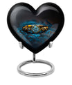 Heart-shaped 10-inch aluminium Ring Urn, cremation urns for women, includes velvet pouch