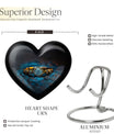 Heart-shaped 10-inch aluminium Ring Urn, cremation urns for women, includes velvet pouch