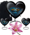 Heart-shaped 10-inch aluminium Ring Urn, cremation urns for women, includes velvet pouch