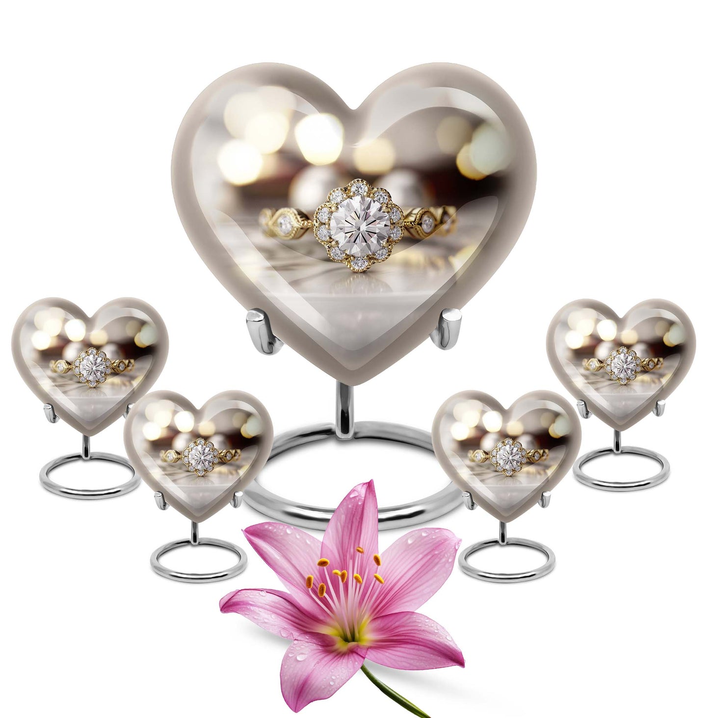Heart-shaped Ring Urn for adult ashes,