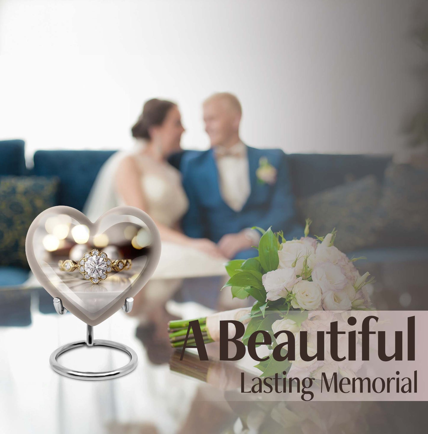 Heart-shaped Ring Urn for adult ashes,