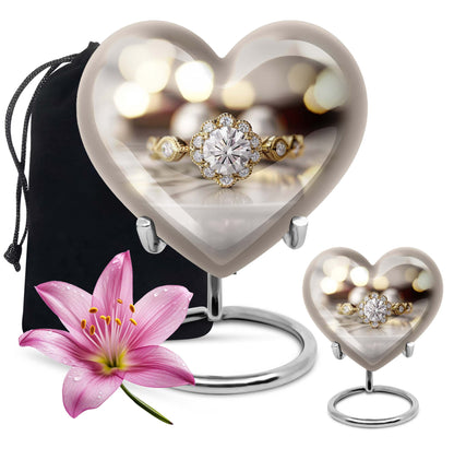 Heart-shaped Ring Urn for adult ashes,