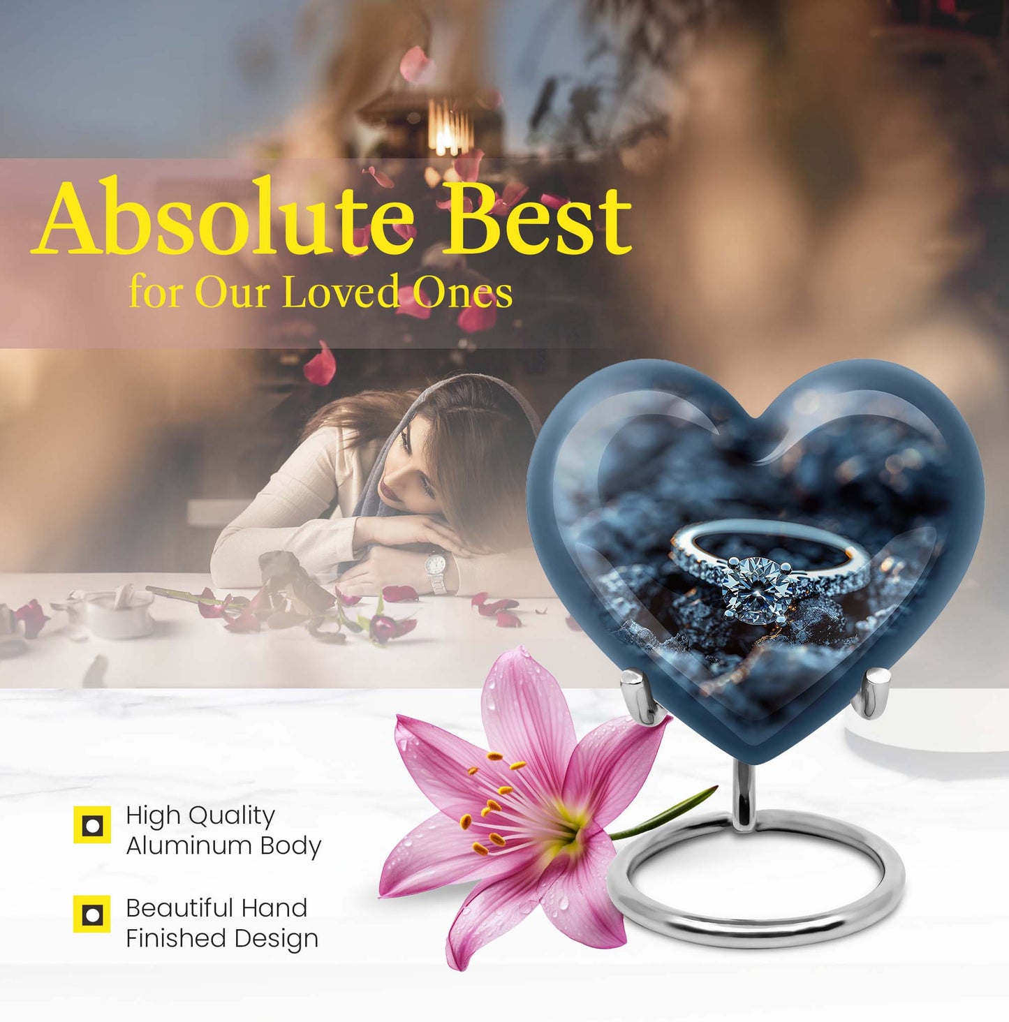 a large aluminium memorial cremation urn for mom's ashes