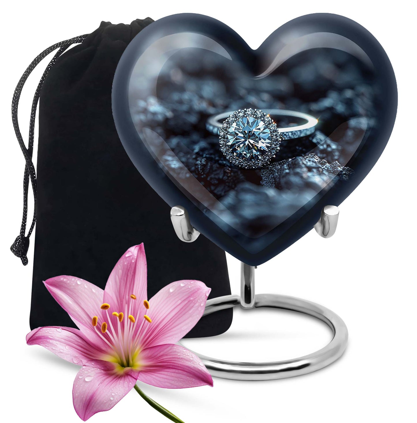 Heart design Ring Urn for ashes.