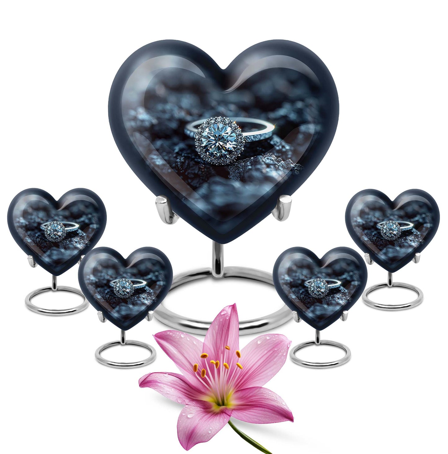 Heart design Ring Urn for ashes.