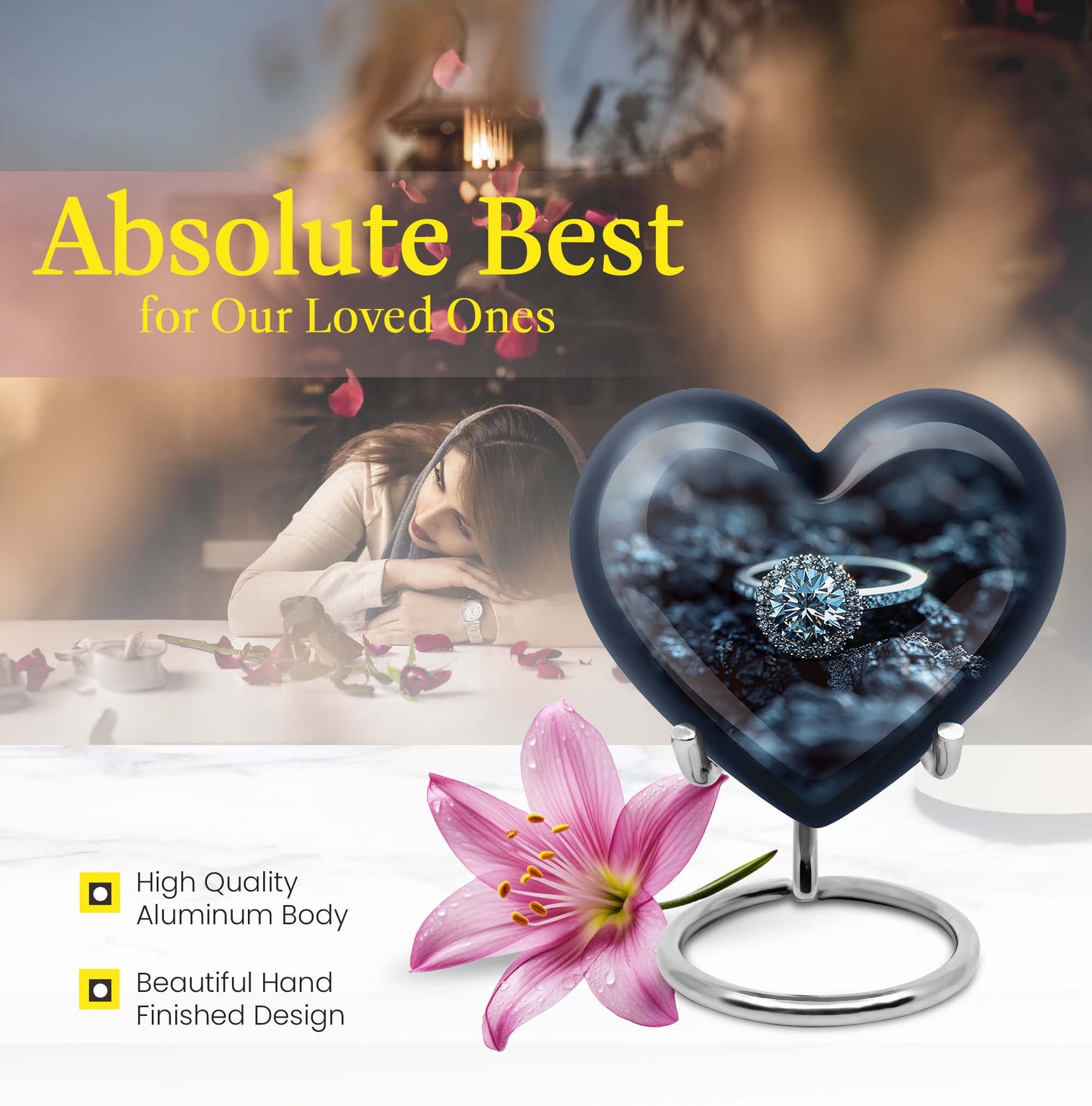 Heart design Ring Urn for ashes.