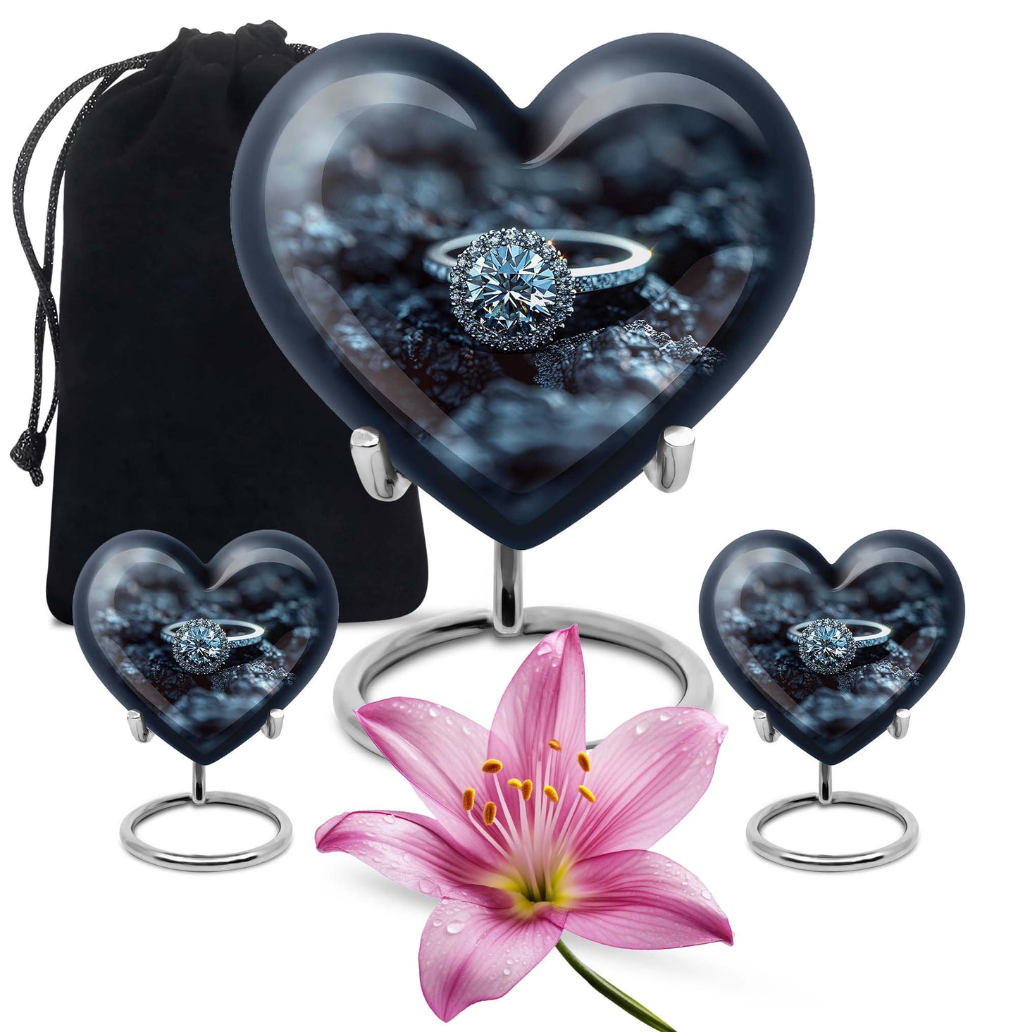 Heart design Ring Urn for ashes.