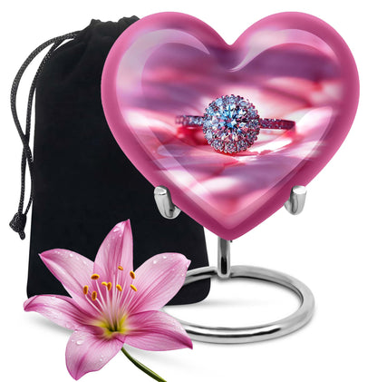 Abstract Heart Urn, Memorial Human Ring Funeral Urn for Men