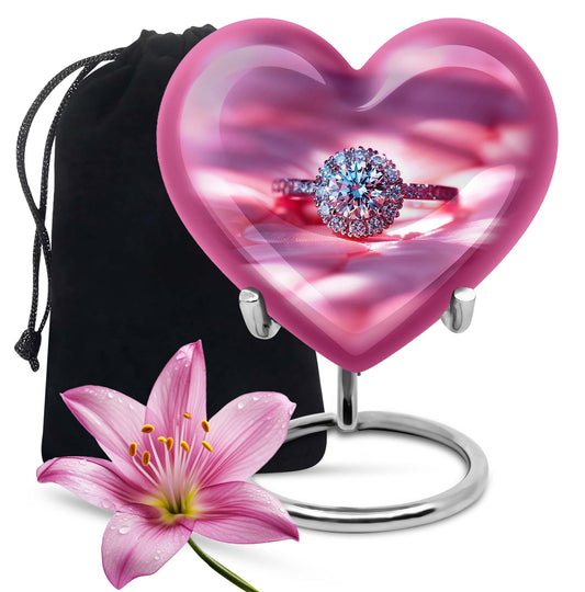 Abstract Heart Urn, Memorial Human Ring Funeral Urn for Men