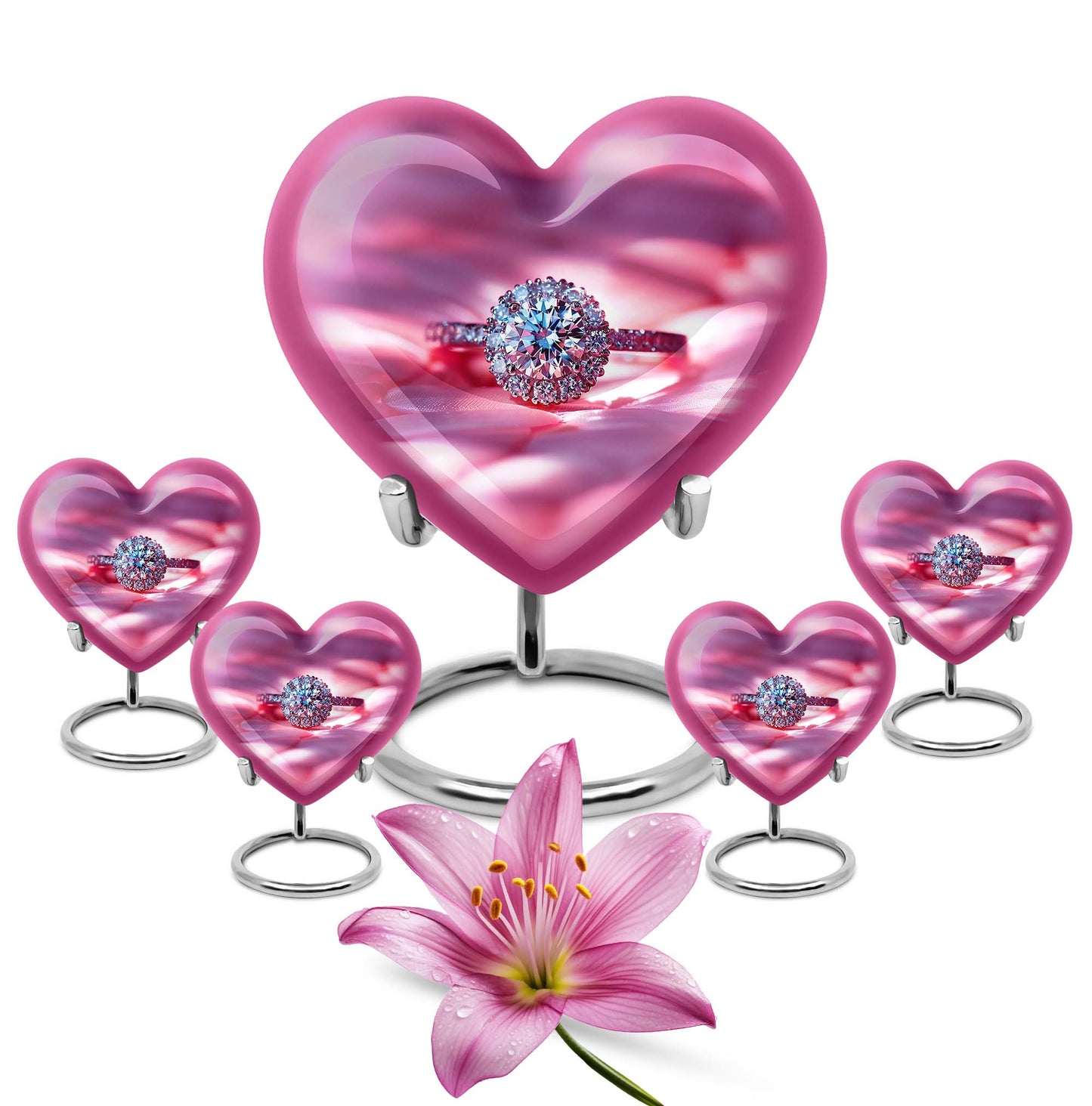 Abstract Heart Urn, Memorial Human Ring Funeral Urn for Men