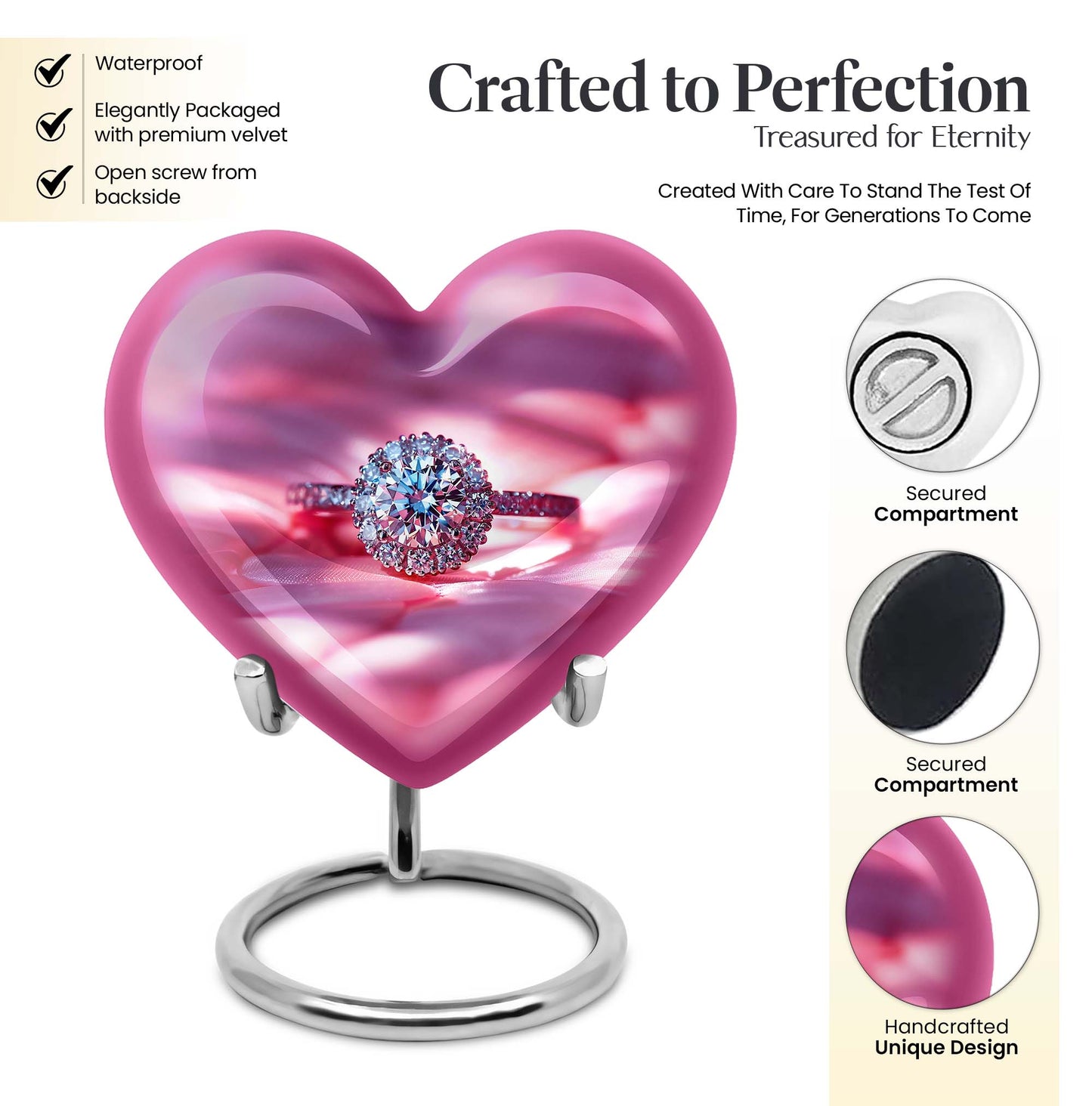 Abstract Heart Urn, Memorial Human Ring Funeral Urn for Men