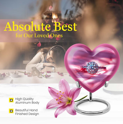 Abstract Heart Urn, Memorial Human Ring Funeral Urn for Men