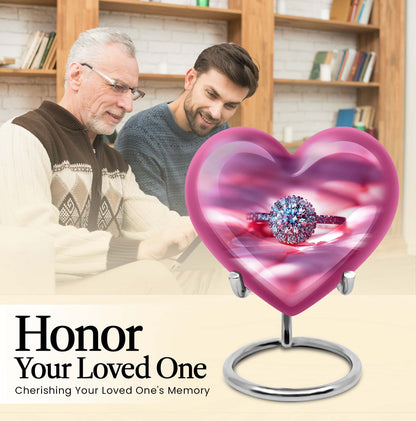 Abstract Heart Urn, Memorial Human Ring Funeral Urn for Men