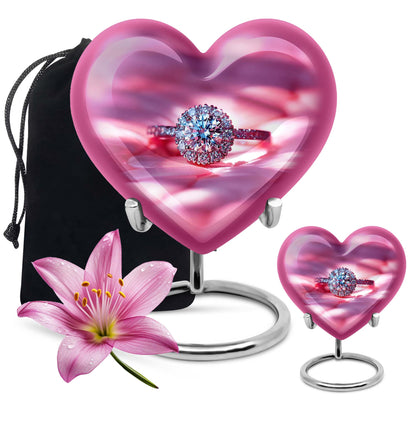 Abstract Heart Urn, Memorial Human Ring Funeral Urn for Men