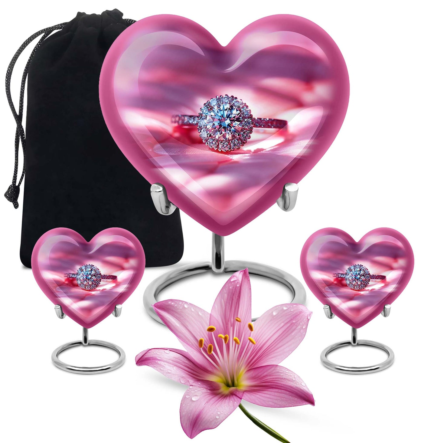 Abstract Heart Urn, Memorial Human Ring Funeral Urn for Men