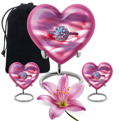 Abstract Heart Urn, Memorial Human Ring Funeral Urn for Men