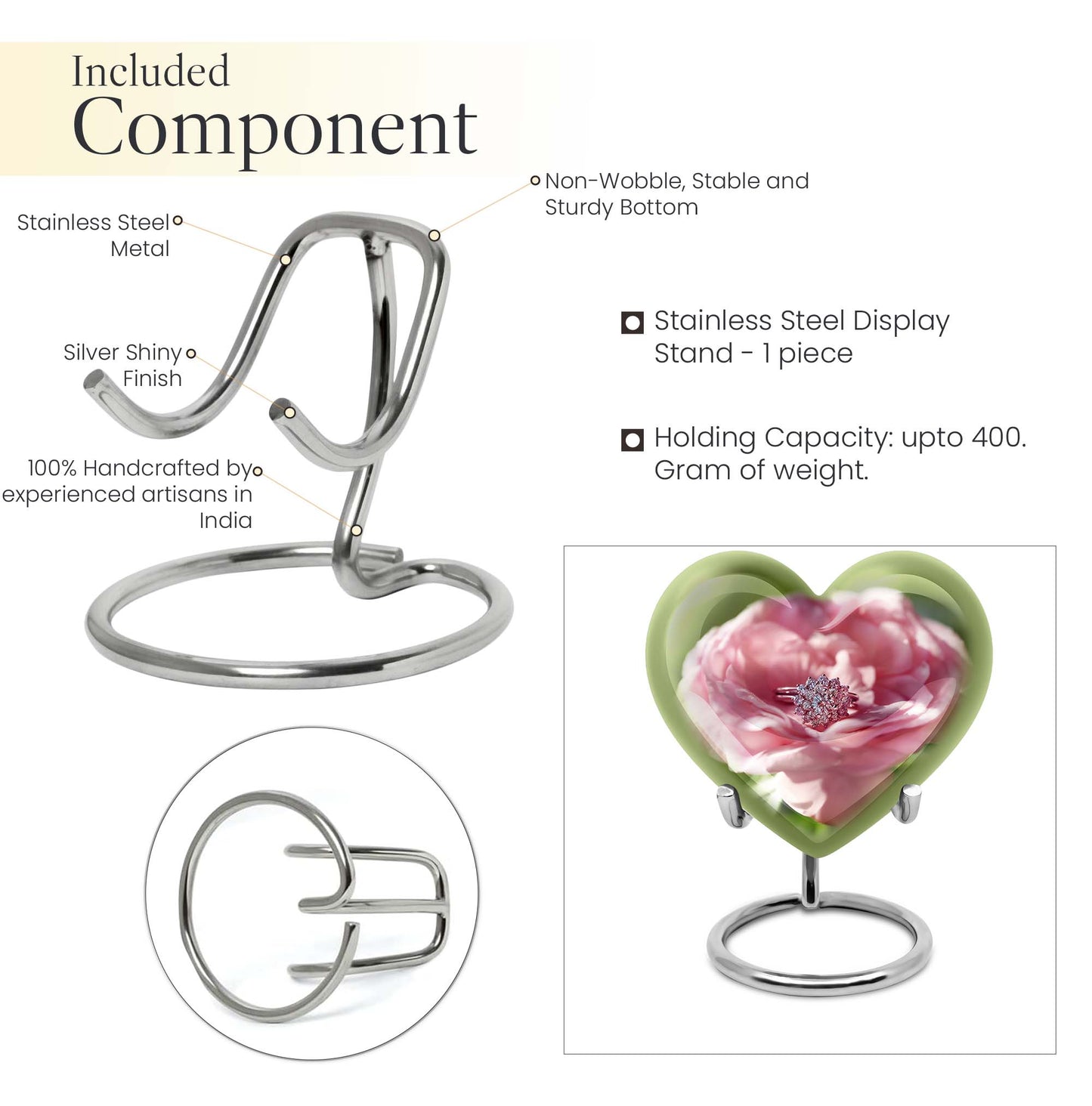 Abstract heart-shaped 10-inch Ring Urn