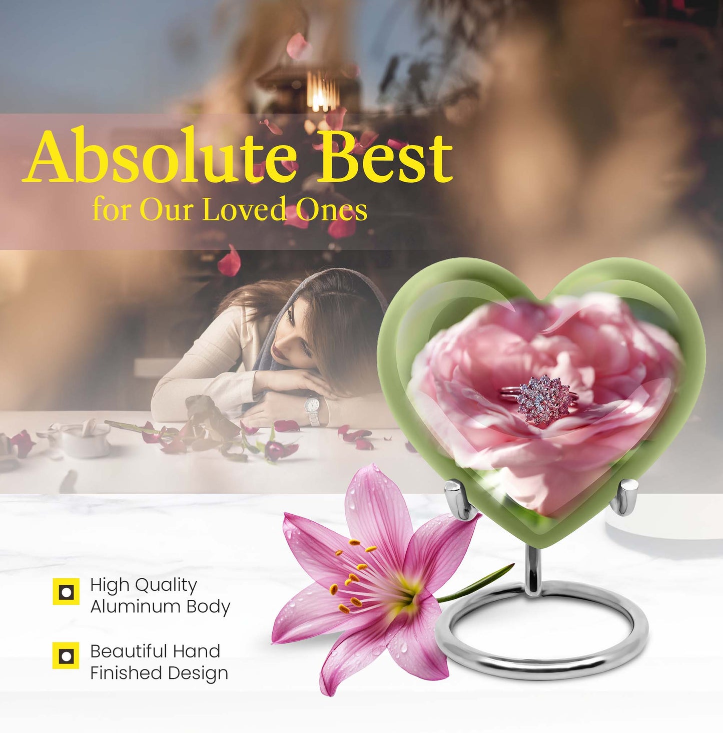 Abstract heart-shaped 10-inch Ring Urn