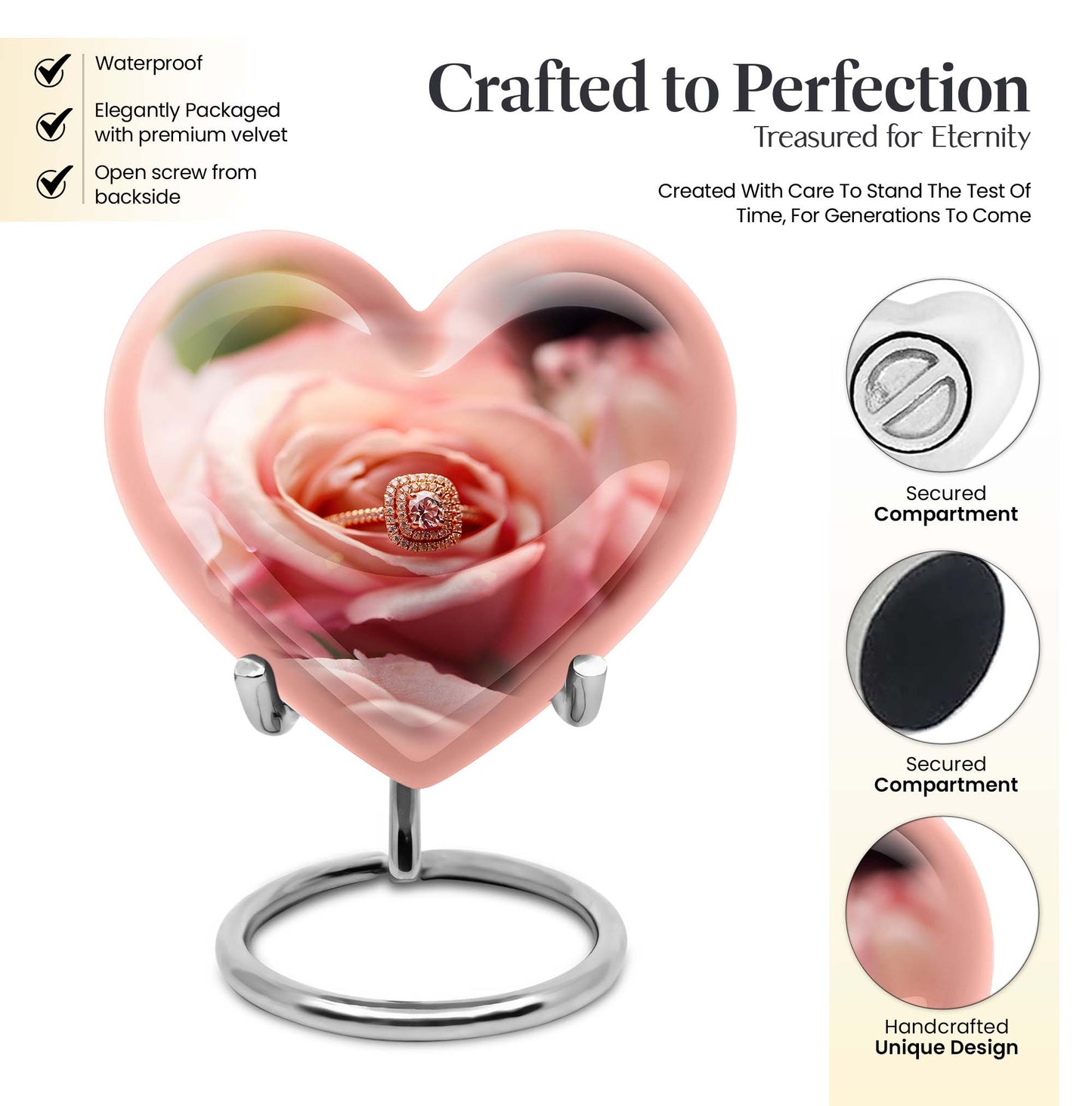 Ring Urn, heart-shaped funeral urn