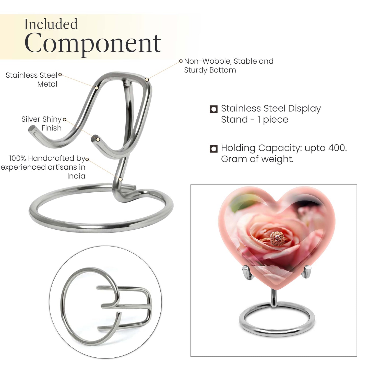 Ring Urn, heart-shaped funeral urn