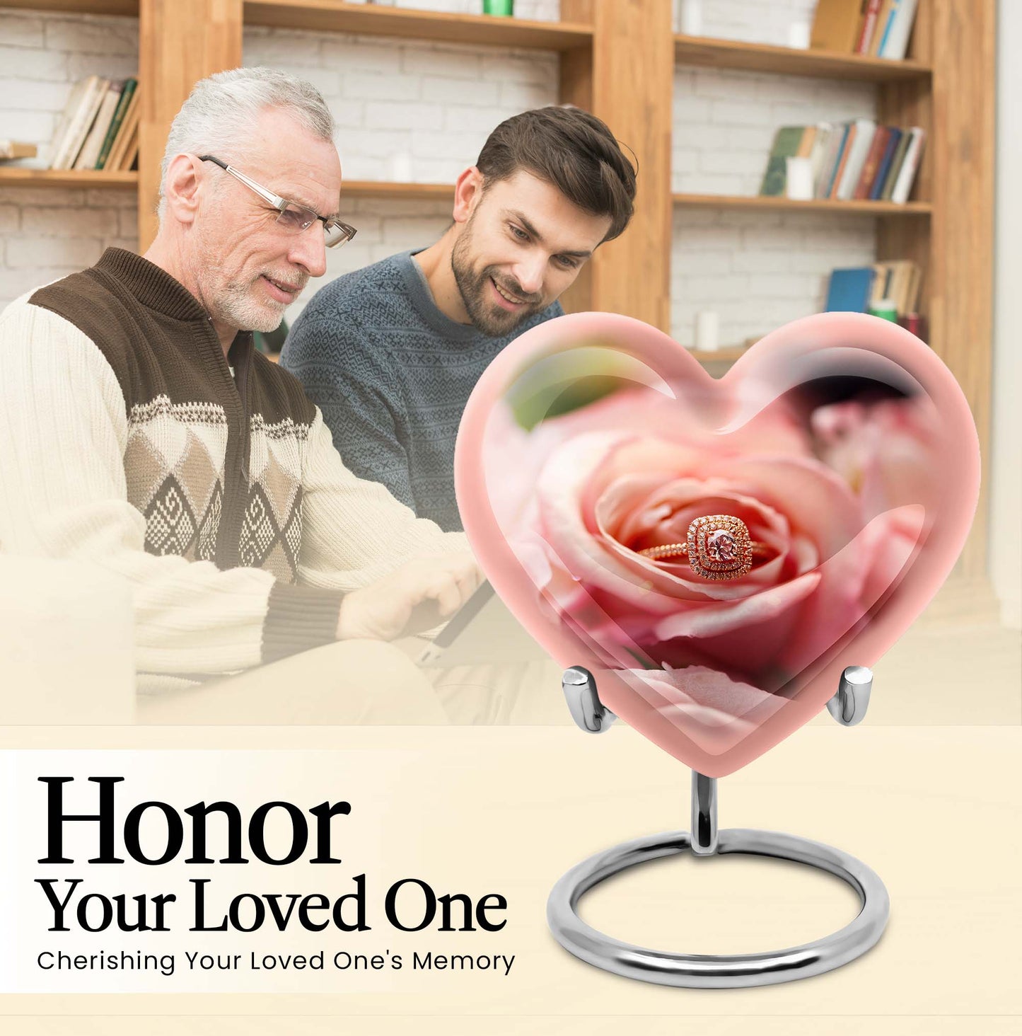 Ring Urn, heart-shaped funeral urn