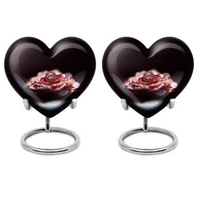 10-inch Heart Ring Urn for ashes, customizable, includes velvet pouch