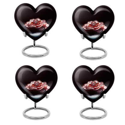 10-inch Heart Ring Urn for ashes, customizable, includes velvet pouch