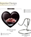 10-inch Heart Ring Urn for ashes, customizable, includes velvet pouch