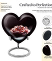 10-inch Heart Ring Urn for ashes, customizable, includes velvet pouch