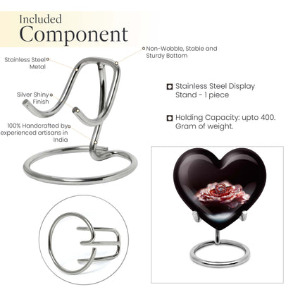 10-inch Heart Ring Urn for ashes, customizable, includes velvet pouch
