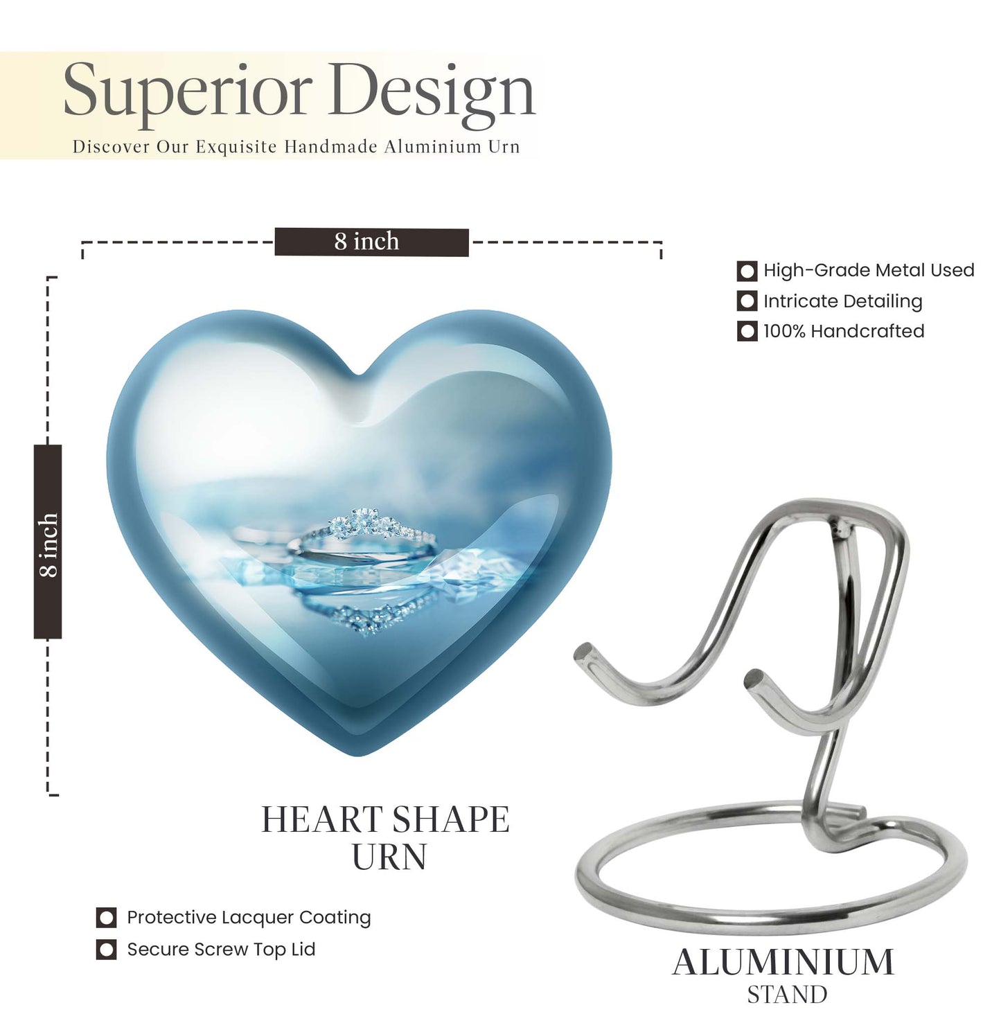 Abstract heart urn for adult male ashes