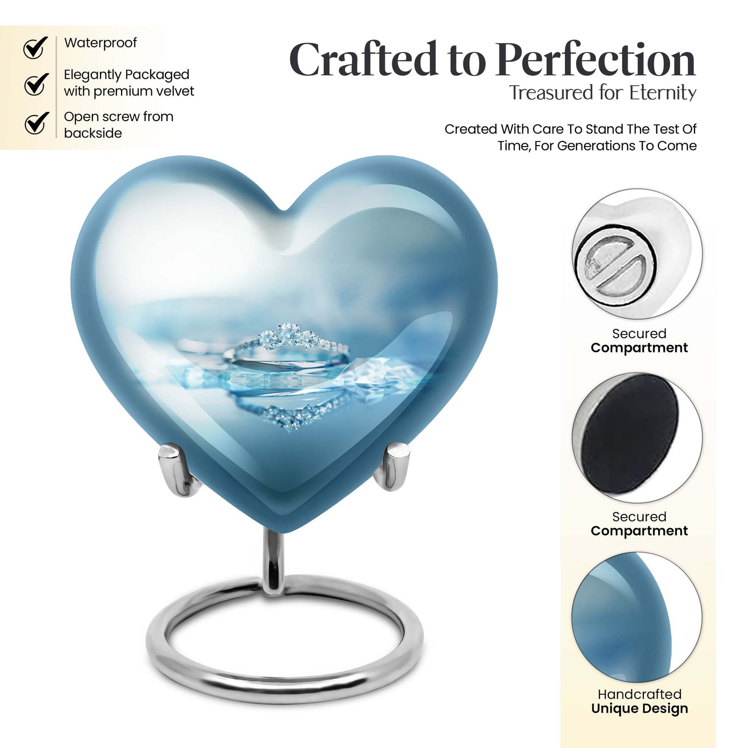 Abstract heart urn for adult male ashes