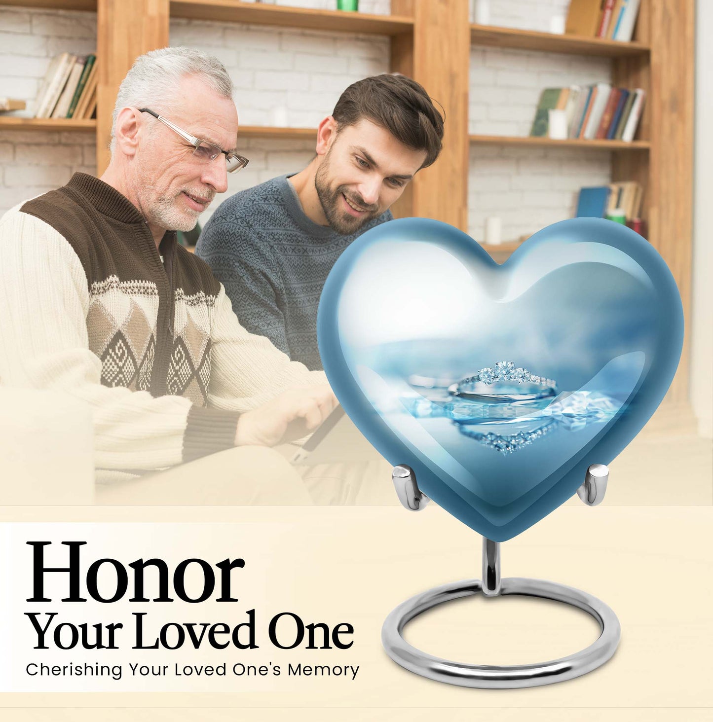 Abstract heart urn for adult male ashes