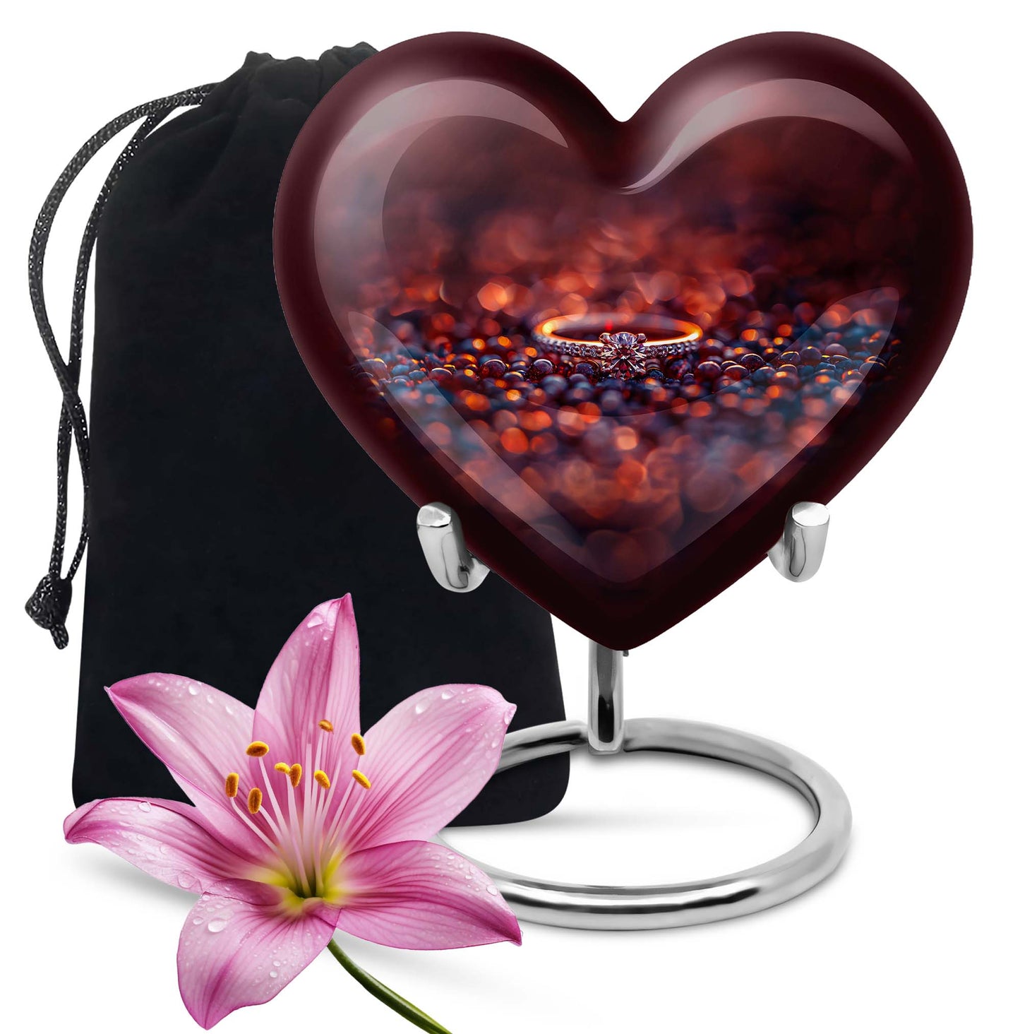 heart-shaped ring urn