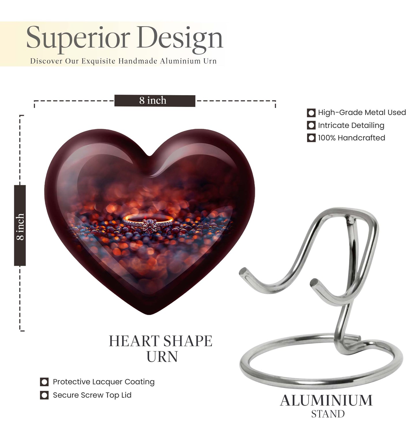 heart-shaped ring urn