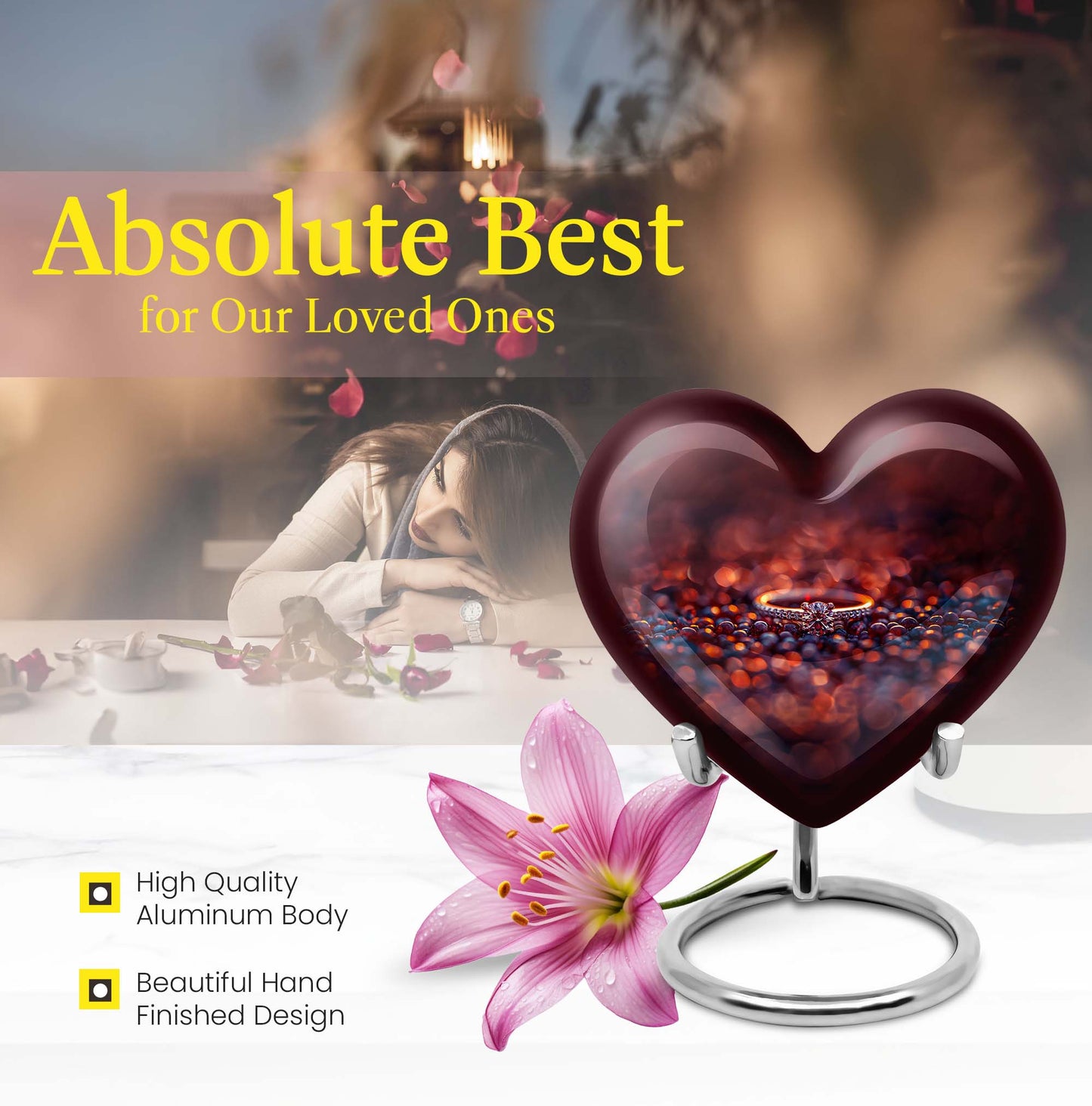 heart-shaped ring urn