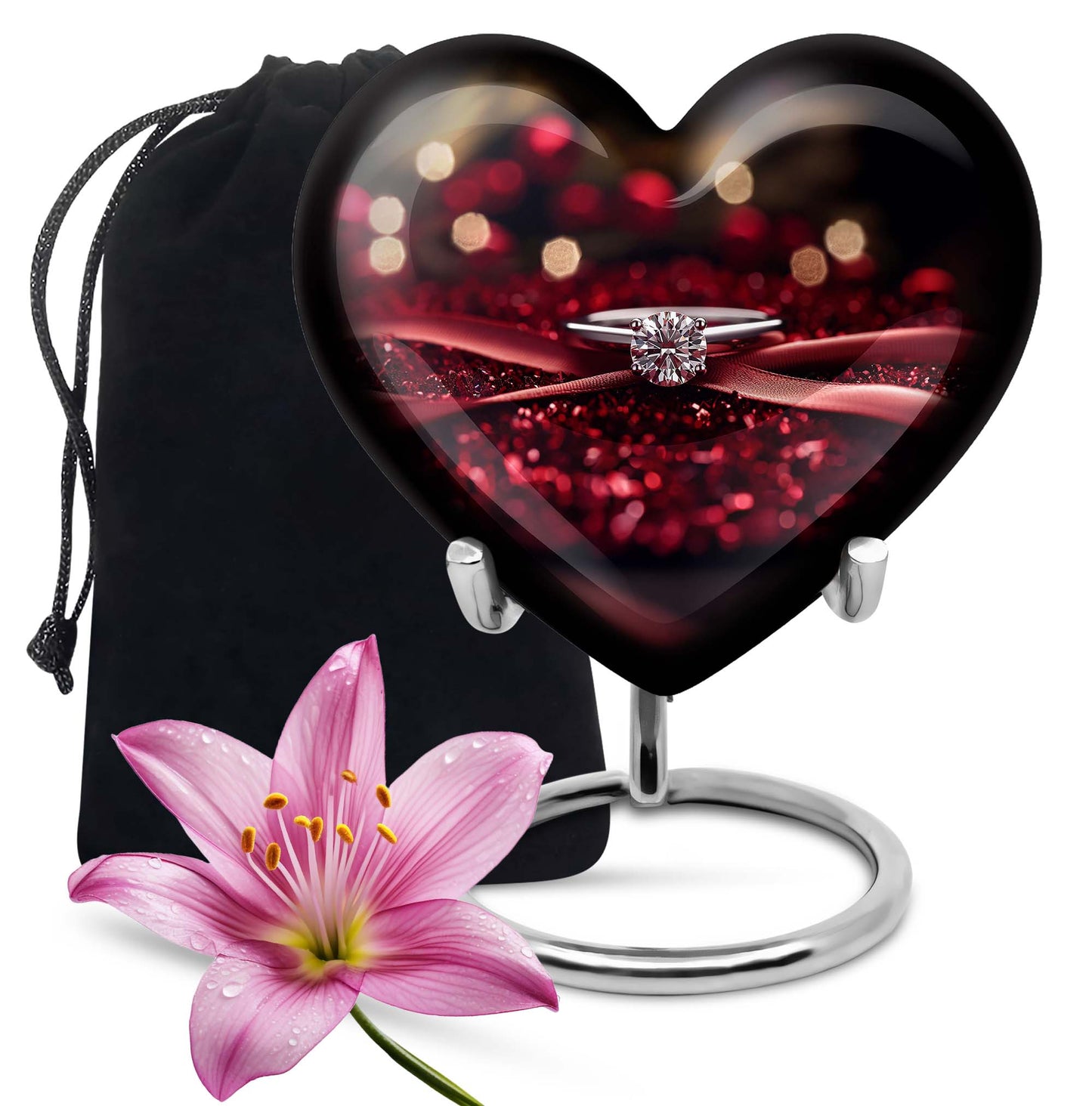 large heart-shaped ring urn