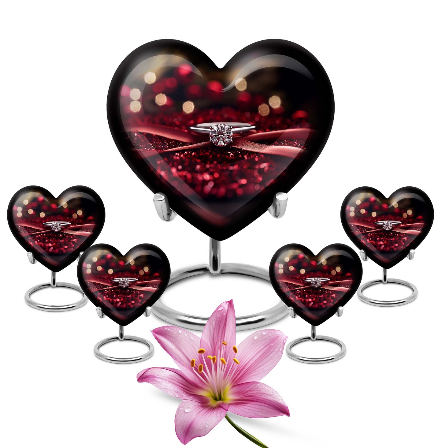 large heart-shaped ring urn