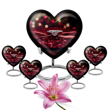 large heart-shaped ring urn