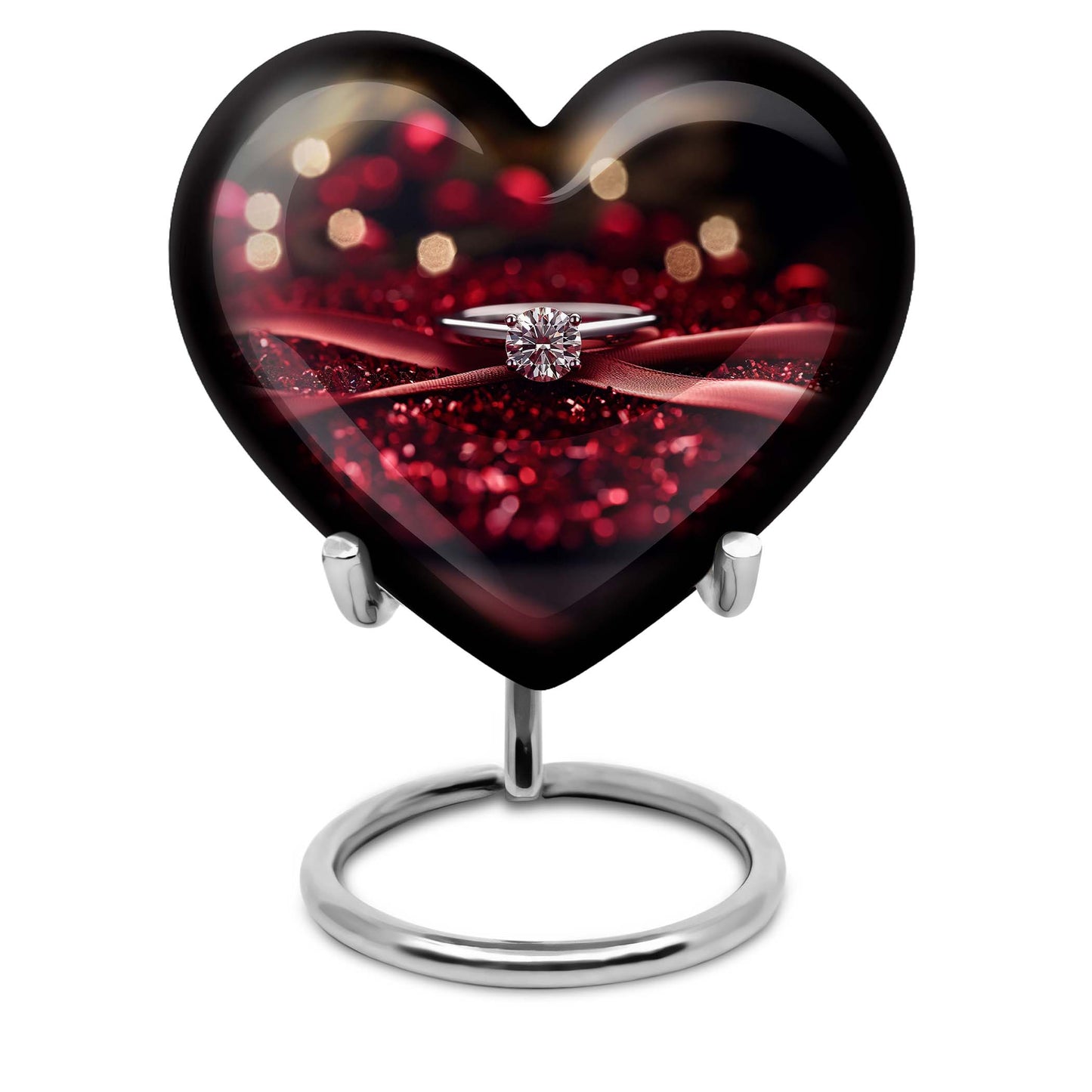 large heart-shaped ring urn