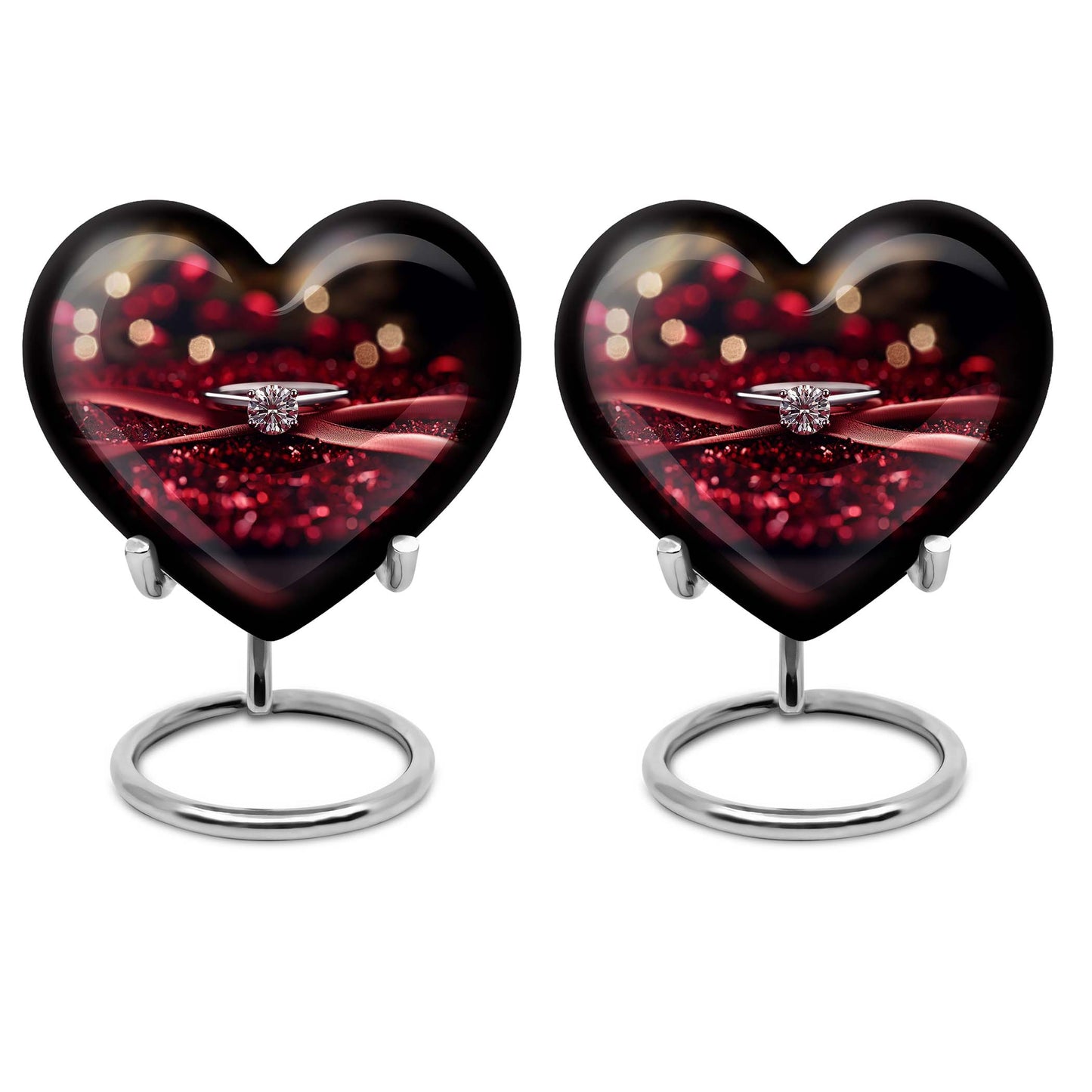 large heart-shaped ring urn