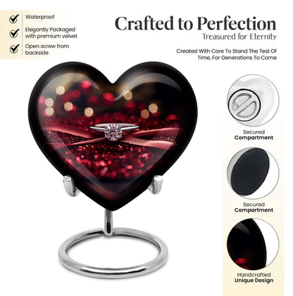 large heart-shaped ring urn