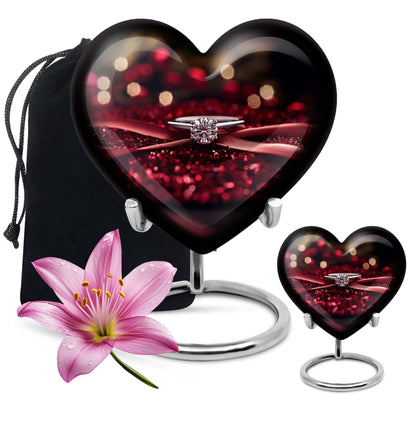 large heart-shaped ring urn