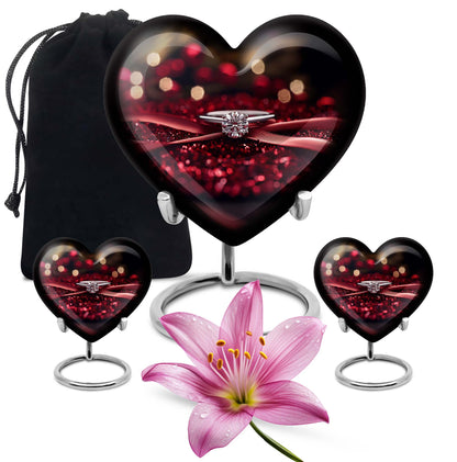 large heart-shaped ring urn