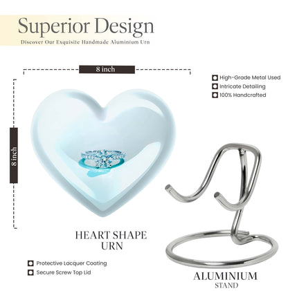 10 inch heart ring urn made of aluminium for men's ashes, customizable with engraving
