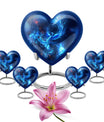 Heart-shaped phoenix urn, aluminium funeral urn 