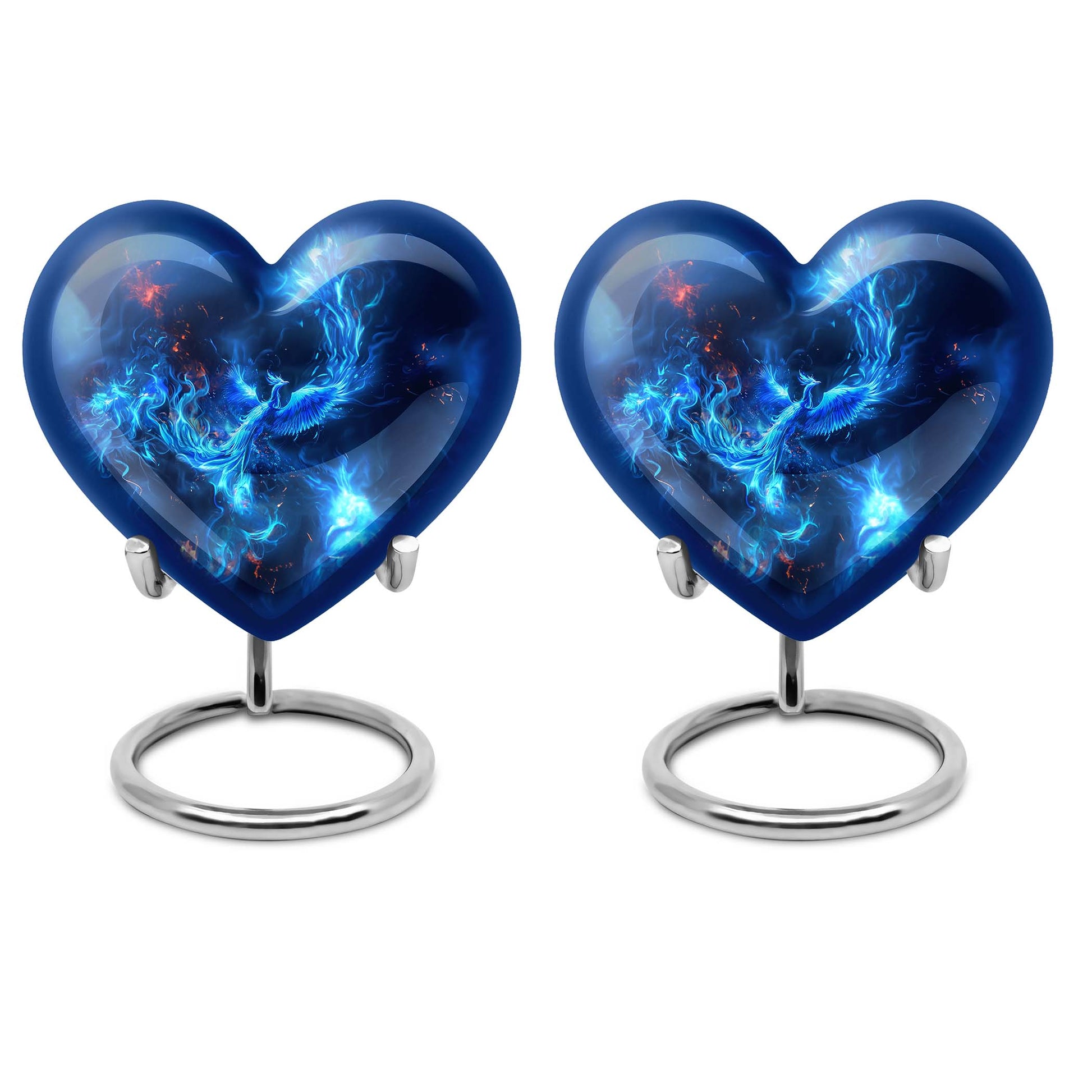 Heart-shaped phoenix urn, aluminium funeral urn 