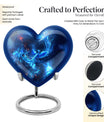 Heart-shaped phoenix urn, aluminium funeral urn 
