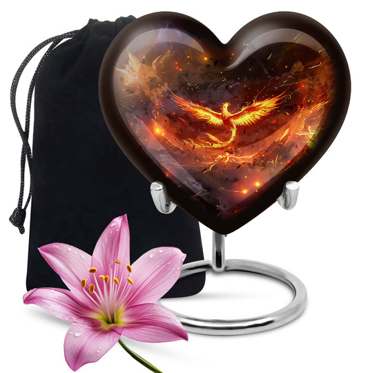 Phoenix Heart Design Cremation Urn for Male Adults